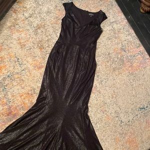 New Laundry Metallic Long Black Mermaid Dress 6